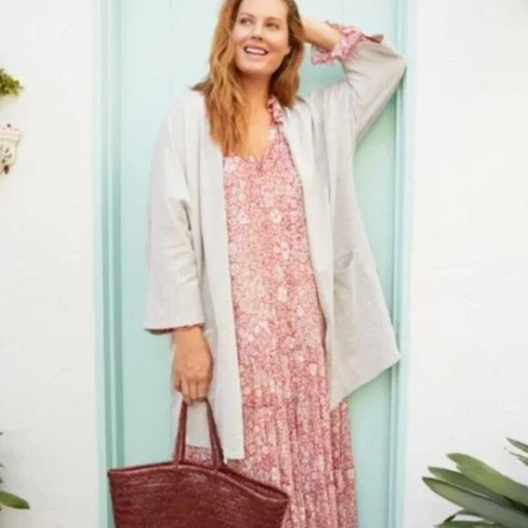 Anthropologie One Size Fits All OSFA Donni Gray Striped Knit Cardigan Sweater - Picture 1 of 8